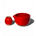 Hand-Pulled Chawan & Whisk Holder Set - Glossy Red